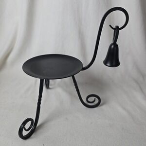 Partylite Hearthside Pillar Stand Wrought Iron 5.25"  Candle Holder W/ Snuffer
